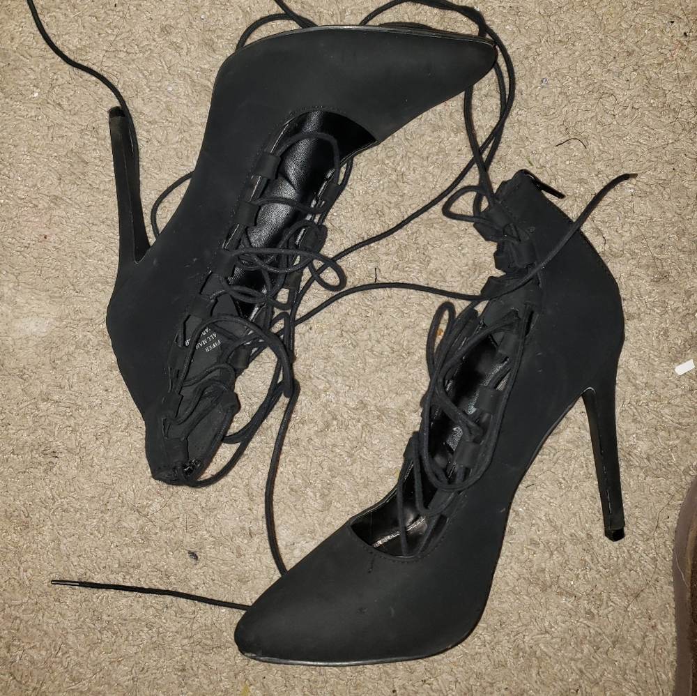 Black strappy heels